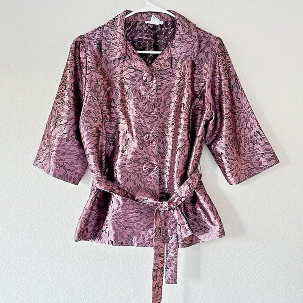 Dressbarn Women's Metallic Purple Pink Blouse Jacket Size XL
